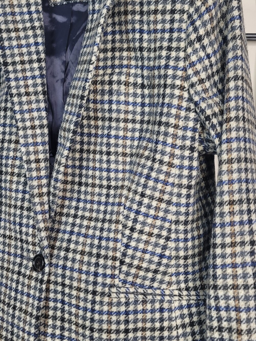 J. Crew Campbell Blazer Abraham Moon Tweed Houndstooth Patch Size 10 - Picture 3 of 10